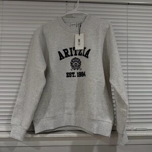 Aritzia Heather Gray Crewneck with Navy Emblem